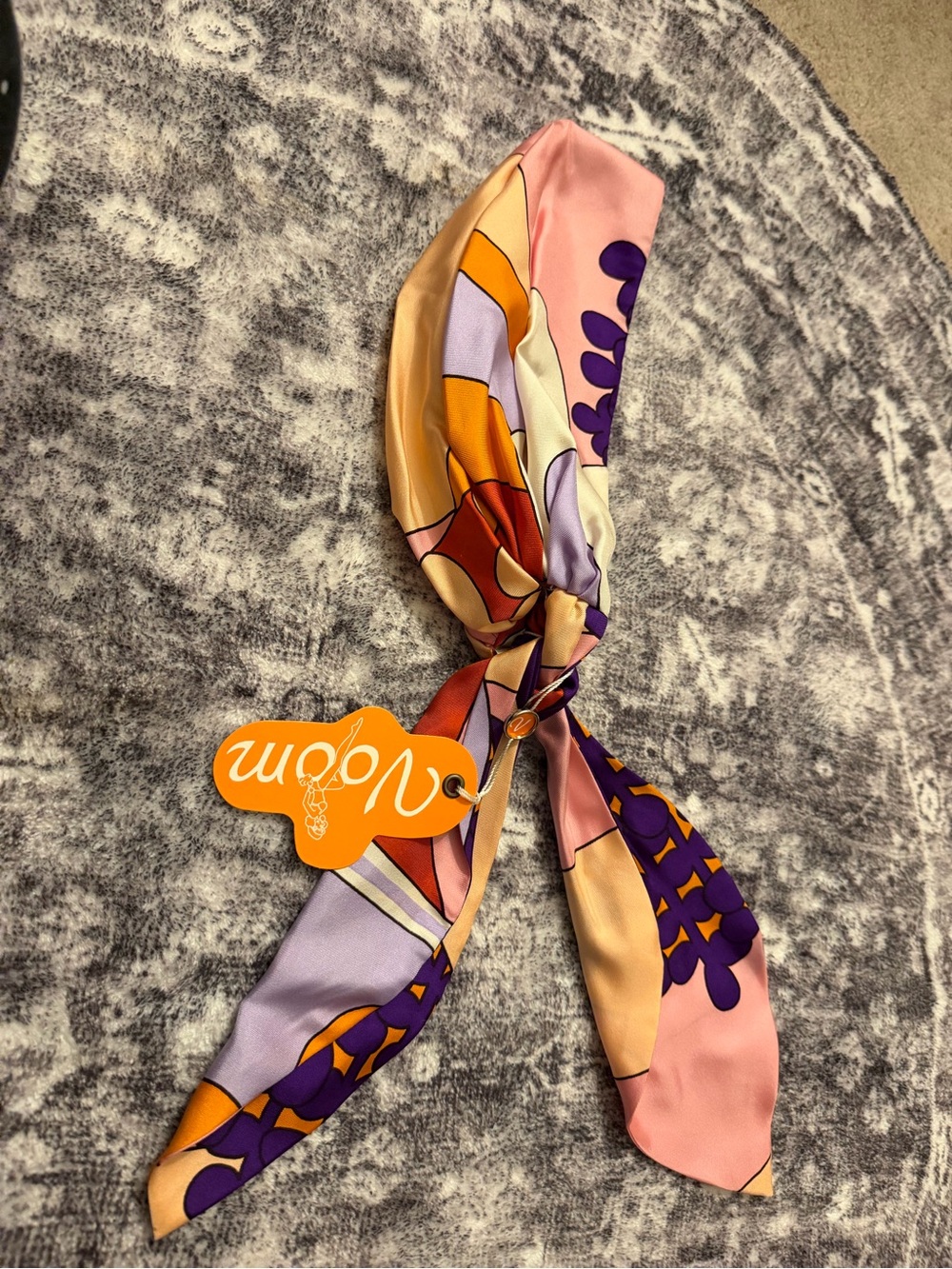 henri bendel Pink, Purple & Orange Patterned Satin Hair Scarf